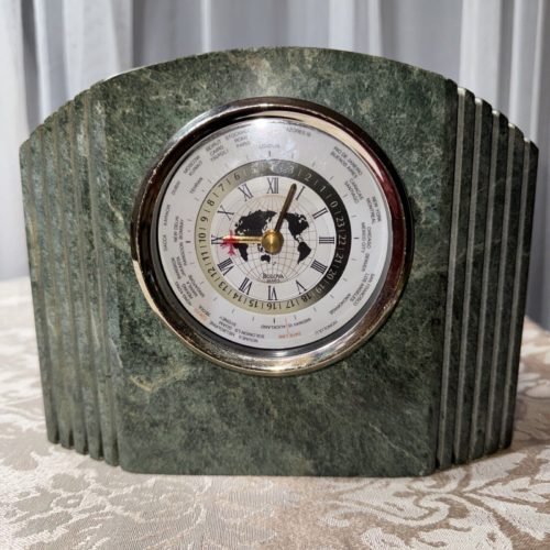 Bulova World Time Airplane Second Hand MCM Marble art Deco Mantle Quartz Clock