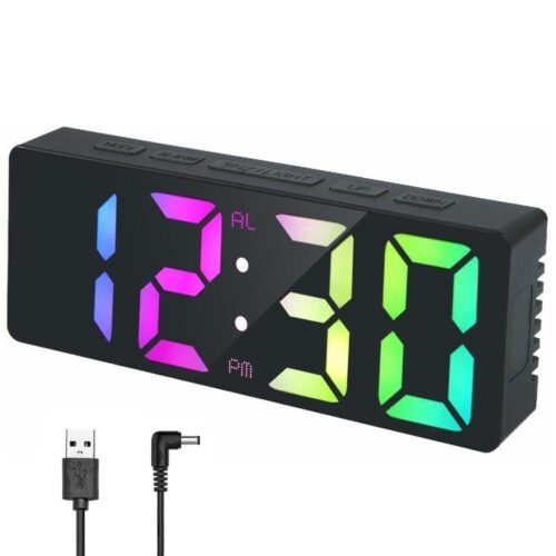 BuPnyou Small Digital Alarm Clock 6.5-inch Digital Clock Lightweight Digital ...