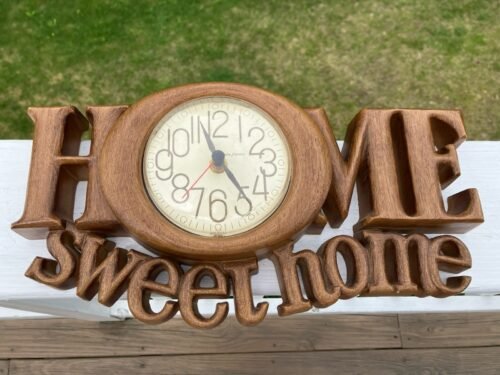 Burwood New Haven Home Sweet Home Retro Vintage Wood-Look Wall Clock WORKS
