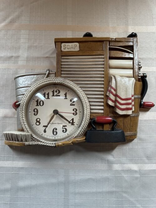 Burwood New Haven Quartz Wall Hanging Clock Washboard Bucket Laundry Clock