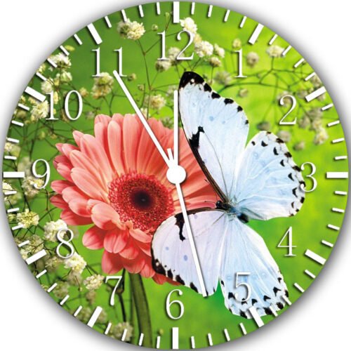 Butterfly & Flowers Frameless Borderless Wall Clock Nice For Gifts or Decor W379