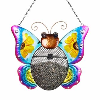 Butterfly Mesh Basket Metal Bird Feeder