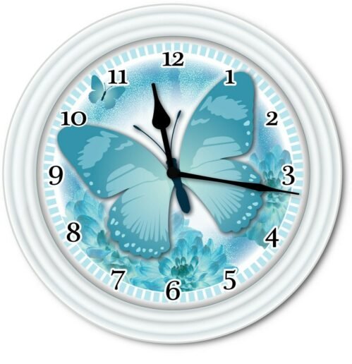 Butterfly Wall Clock - Turquoise Blue Kitchen Bedroom Home Decor - GREAT GIFT