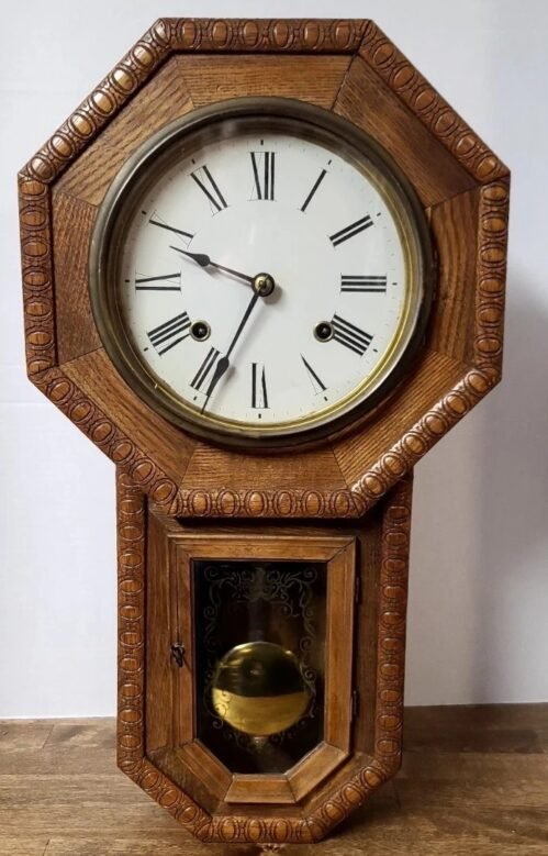C1900 Mechanical 8 Day Regulator Pendulum School House Wall Clock