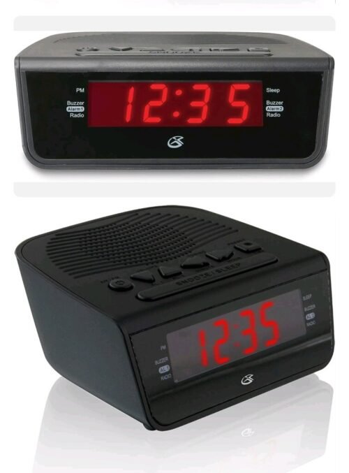 C224B GPX Dual Alarm Clock AM/FM Radio Red LED Display AC/DC BUILT-IN SPEAKER
