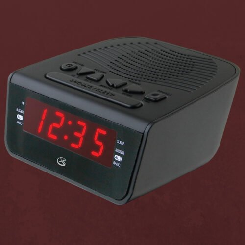 C224B GPX Dual Alarm Clock AM/FM Radio with Red LED Display (Black) Digital