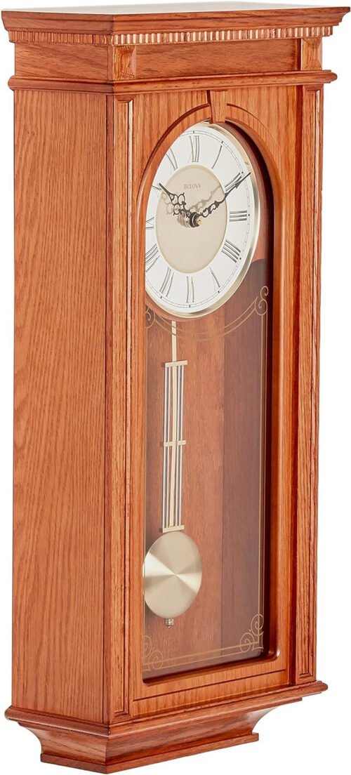 C4419 Manorcourt Chiming Clock, Golden Oak Finish, Brown