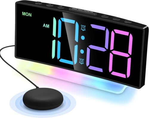 Cadmos Super Loud Alarm Clocks with Bed Shaker,Vibrating Alarm Clock for Heavy S