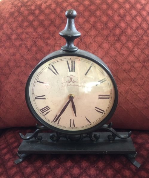 Cafe Des Marguerites Standing Mantel Clock, 13 1/2” Tall, 11” Wide