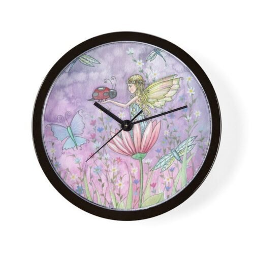 CafePress A Friendly Encounter Fairy And Ladybug Wall Clock (1287794275)