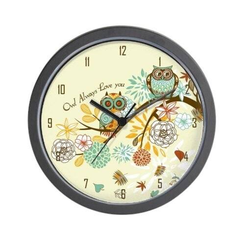 CafePress Autumn Owl Unique Decorative 10" Wall Clock (965697454)