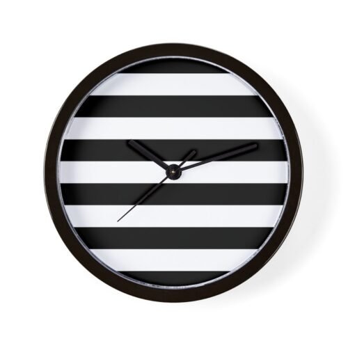 CafePress Black & White Stripes 10" Wall Clock (106151494)