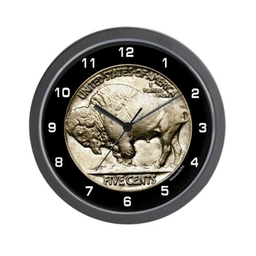 CafePress Buffalo Nickel 10" Wall Clock (589201192)