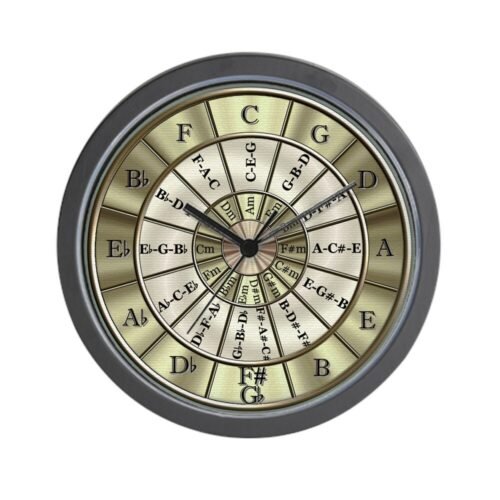 CafePress Circle Of Fifths Unique Decorative 10" Wall Clock (468639576)