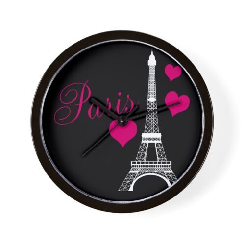 CafePress Paris Eiffel Tower In Black 10" Wall Clock (1069474937)