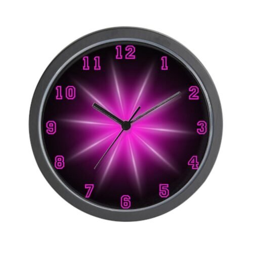 CafePress Pink Neon Star Unique Decorative 10" Wall Clock (441862529)