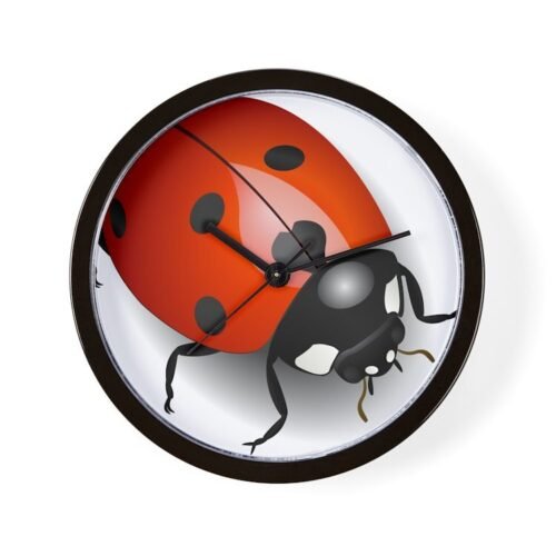 CafePress Shiny Ladybug Unique Decorative 10" Wall Clock (877923954)