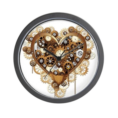 CafePress Steampunk Heart Love Unique Decorative 10" Wall Clock (1515055475) 2
