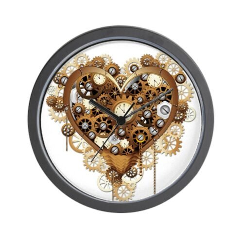 CafePress Steampunk Heart Love Unique Decorative 10" Wall Clock (1515055475)