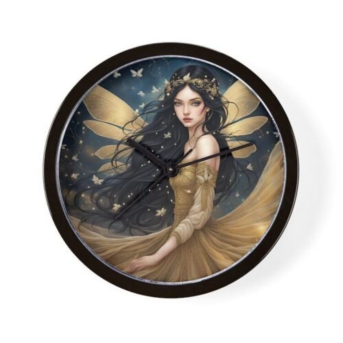 CafePress The Golden Fairy Unique Decorative 10" Wall Clock (1165717549)