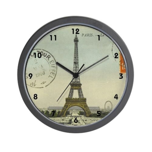 CafePress Vintage Paris Eiffel Tower Wall Clock (292076819)