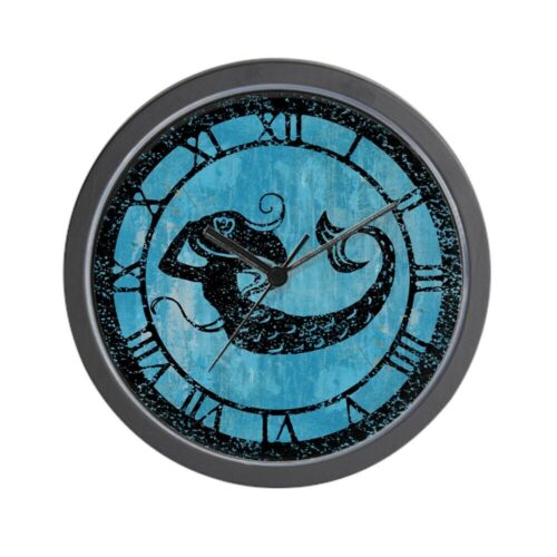 CafePress Worn Mermaid Graphic Unique Decorative 10" Wall Clock (787675443)