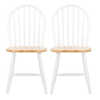 Camden White/Natural Spindle Back Wood Dining Chair (Set of 2)