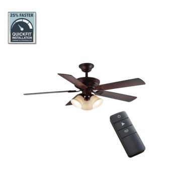 Campbell 52 in. Indoor LED Mediterranean Bronze Ceiling Fan with Light Kit