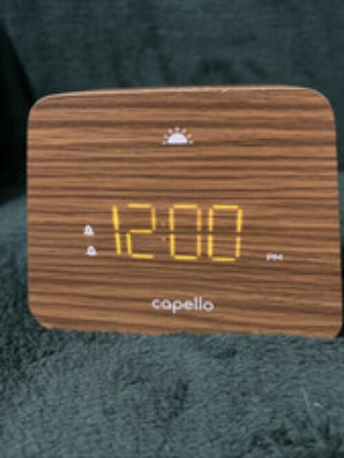 Capello Contemporary Digital Clock LED Dual Alarm Wood Grain Finish #445