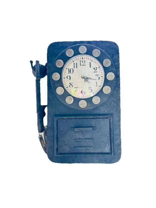 Carbon Loft Petri Rotary Phone Wall Clock Quartz Rustic Look Old Fashion Works
