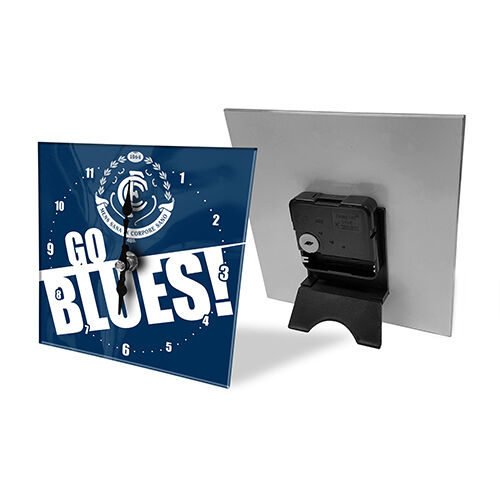 Carlton Blues AFL Mini Analogue Glass Clock Bedside Table Christmas Gift