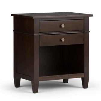Carlton Solid Wood 24 in. Wide Transitional 2-Drawer Bedside Nightstand Table in...