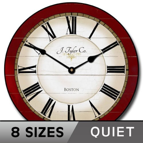 Carolina Red Wall Clock, large wall clock, *SILENT* LIFETIME Warranty, 8 SIZES!