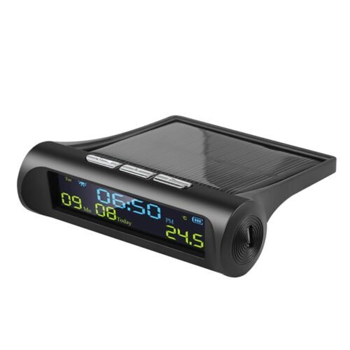 Car Solar Digital Clock with LCD Time Date In-Car Temperature Display for8721