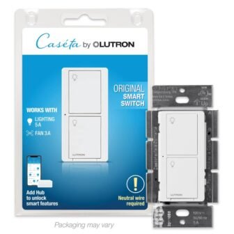 Caseta Smart Switch for All Bulb Types or Fans, 6A, Neutral Wire...