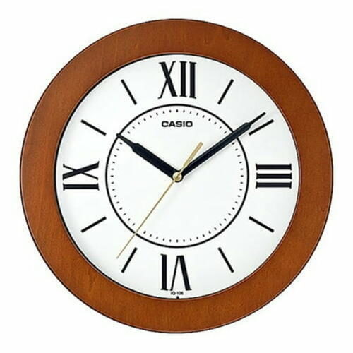 Casio Analog Quartz 10" Wooden Brown Roman Number Case Wall Clock IQ126 5B