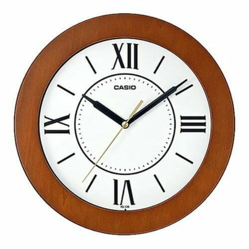 Casio Analog Quartz 10" Wooden Brown Roman Number Case Wall Clock IQ126-5B