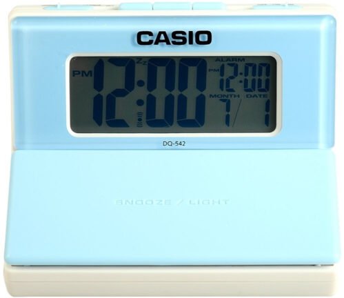 Casio DQ542-7D Blue LED Light Digital Travel Alarm Clock with Snooze NEW