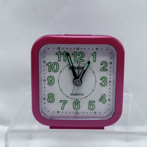 Casio Quartz TQ141 White Face Easy Reader Red Table Top Travel Alarm Clock WORKS