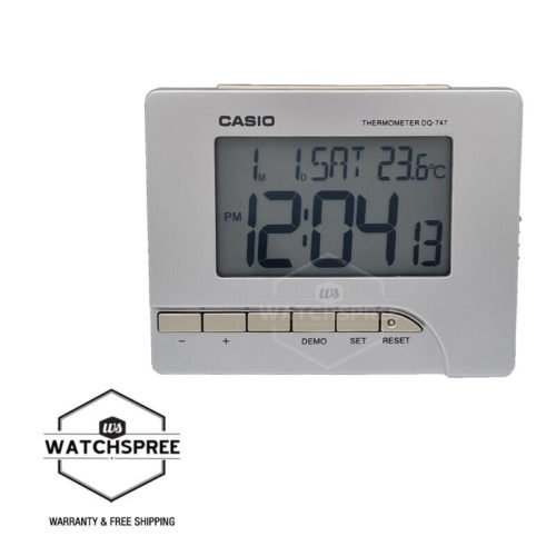 Casio Silver Resin Table Clock DQ747-8D