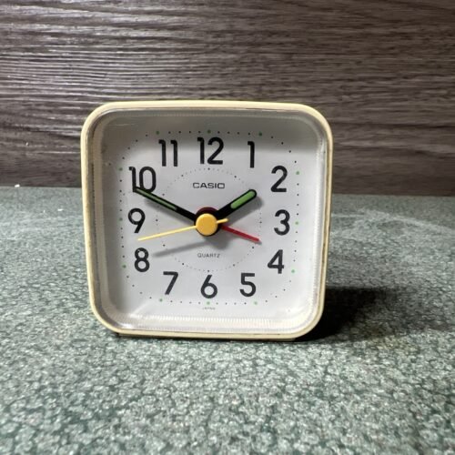 Casio Small Travel Desk Quartz Alarm Clock Cream