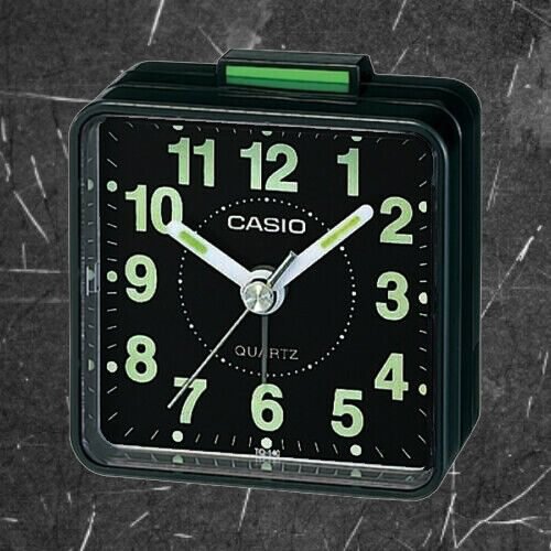 Casio TQ140-1D Travel Clock Quartz Alarm Clock Neobrite Black w Battery New