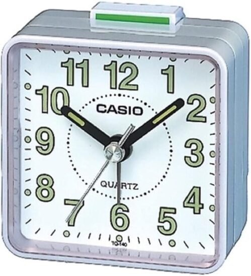 Casio Travel Clock Quartz Alarm Clock Neobrite White Case w Battery