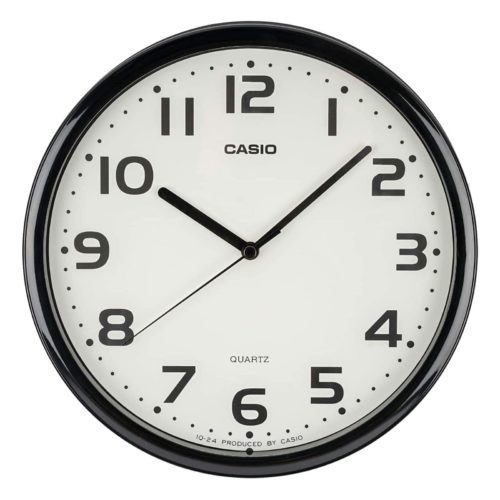 CASIO Wall Clock Black Analog Stonged Step Second Hand
