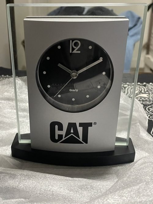 CAT Logo Clock Quartz Desk !Battery Operated! Caterpillar Inc.