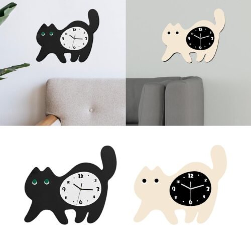 Cats Wall Clock, Cute Kitten Fun Creative Silent Easy to Read Cartoon Silent for