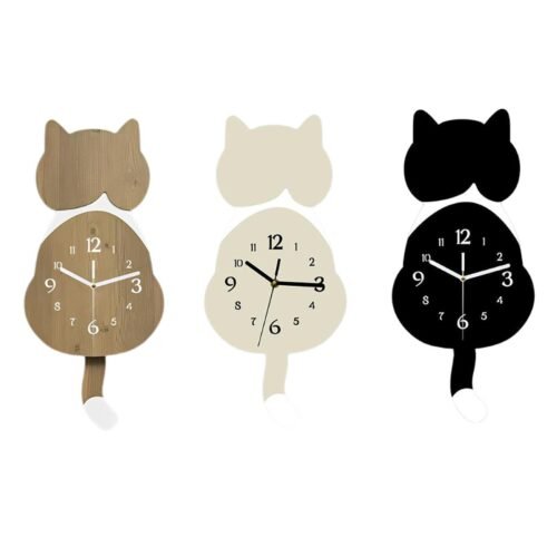 Cat Wall Clock Cute Animal Wall Hanging Clock for Bedroom Office Dining Room