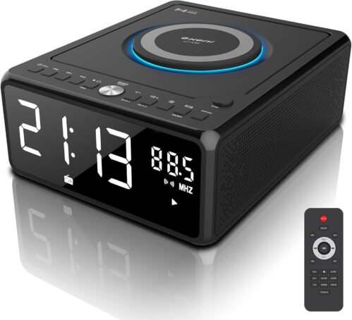 CD Player Alarm Clock Radio with Remote, Bluetooth Boombox CD Players for Home,