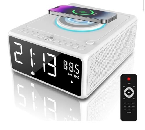 CD Player, Alarm Clock Radio with Wireless Charging Station, FM Radio (No...