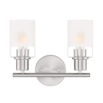 Cedar Lane 13 in. 2-Light Brushed Nickel Modern Vanity with Clear and...